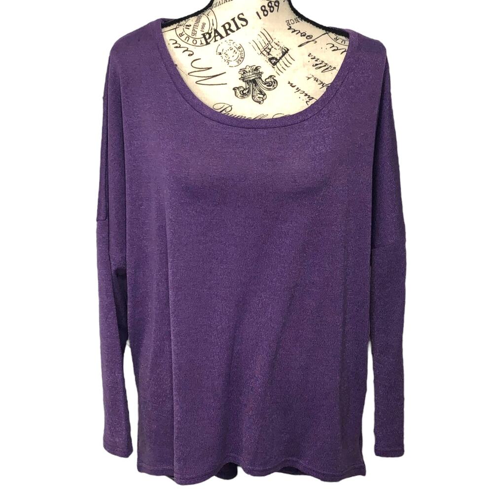 Uget (M) Oversized Long Batwing Sleeve Pullover Round Neck Knit Top